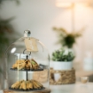 Picture of Two tiers Slate Cake stand with glass dome